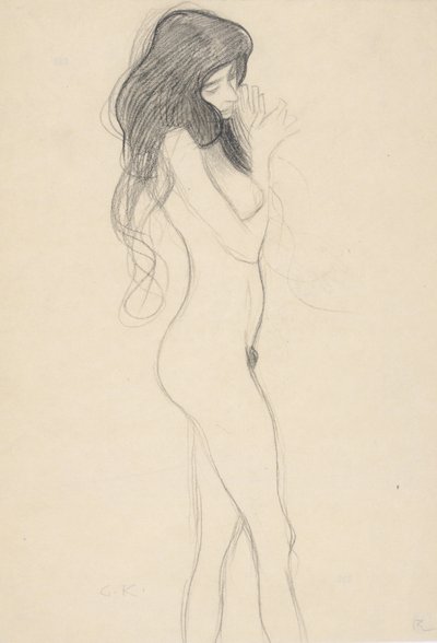 Standing Female Nude Facing Right by Gustav Klimt